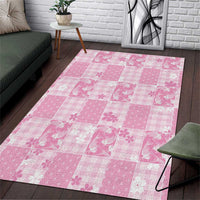 Pink Palaka Japanese Patterns Area Rug Koi Fish Asanoha Sakura Patchwork Stylized - Polynesian Pride