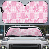 Pink Palaka Japanese Patterns Auto Sun Shade Koi Fish Asanoha Sakura Patchwork Stylized - Polynesian Pride