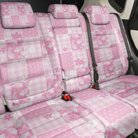 Pink Palaka Japanese Patterns Back Car Seat Cover Koi Fish Asanoha Sakura Patchwork Stylized - Polynesian Pride