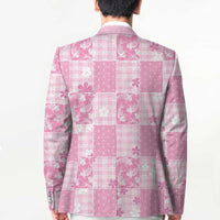 Pink Palaka Japanese Patterns Blazer Koi Fish Asanoha Sakura Patchwork Stylized LT14 - Polynesian Pride