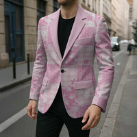 Pink Palaka Japanese Patterns Blazer Koi Fish Asanoha Sakura Patchwork Stylized LT14 - Polynesian Pride