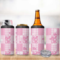 Pink Palaka Japanese Patterns 4 in 1 Can Cooler Tumbler Koi Fish Asanoha Sakura Patchwork Stylized - Polynesian Pride