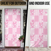 Pink Palaka Japanese Patterns Door Cover Koi Fish Asanoha Sakura Patchwork Stylized - Polynesian Pride