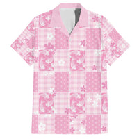 Pink Palaka Japanese Patterns Family Matching Puletasi and Hawaiian Shirt Koi Fish Asanoha Sakura Patchwork Stylized LT14 Dad's Shirt - Short Sleeve Pink - Polynesian Pride