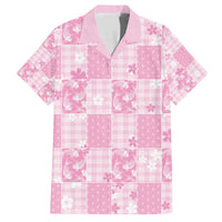 Pink Palaka Japanese Patterns Family Matching Short Sleeve Bodycon Dress and Hawaiian Shirt Koi Fish Asanoha Sakura Patchwork Stylized - Polynesian Pride
