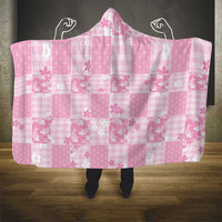 Pink Palaka Japanese Patterns Hooded Blanket Koi Fish Asanoha Sakura Patchwork Stylized - Polynesian Pride