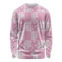Pink Palaka Japanese Patterns Long Sleeve Shirt Koi Fish Asanoha Sakura Patchwork Stylized LT14 Unisex Pink - Polynesian Pride