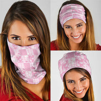 Pink Palaka Japanese Patterns Neck Gaiter Koi Fish Asanoha Sakura Patchwork Stylized - Polynesian Pride
