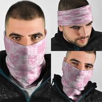 Pink Palaka Japanese Patterns Neck Gaiter Koi Fish Asanoha Sakura Patchwork Stylized - Polynesian Pride