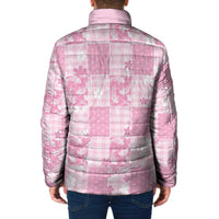 Pink Palaka Japanese Patterns Padded Jacket Koi Fish Asanoha Sakura Patchwork Stylized LT14 - Polynesian Pride