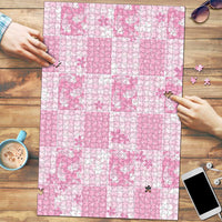 Pink Palaka Japanese Patterns Puzzle Koi Fish Asanoha Sakura Patchwork Stylized LT14 Pink - Polynesian Pride