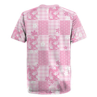Pink Palaka Japanese Patterns Rugby Jersey Koi Fish Asanoha Sakura Patchwork Stylized - Polynesian Pride