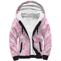 Pink Palaka Japanese Patterns Sherpa Hoodie Koi Fish Asanoha Sakura Patchwork Stylized LT14 Unisex Pink - Polynesian Pride