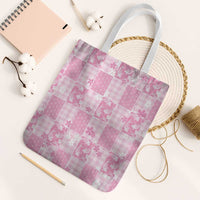Pink Palaka Japanese Patterns Tote Bag Koi Fish Asanoha Sakura Patchwork Stylized - Polynesian Pride