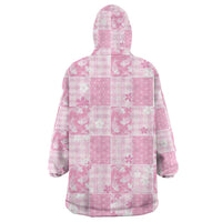 Pink Palaka Japanese Patterns Wearable Blanket Hoodie Koi Fish Asanoha Sakura Patchwork Stylized LT14 - Polynesian Pride