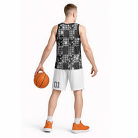 Black Palaka Japanese Patterns Basketball Jersey Koi Fish Asanoha Sakura Patchwork Stylized LT14 - Polynesian Pride