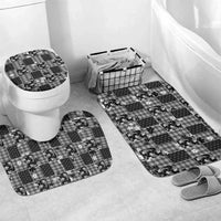 Black Palaka Japanese Patterns Bathroom Set Koi Fish Asanoha Sakura Patchwork Stylized - Polynesian Pride