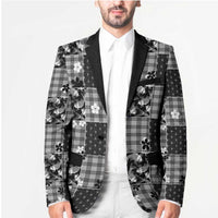 Black Palaka Japanese Patterns Blazer Koi Fish Asanoha Sakura Patchwork Stylized LT14 - Polynesian Pride