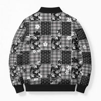 Black Palaka Japanese Patterns Bomber Puffer Jacket Koi Fish Asanoha Sakura Patchwork Stylized LT14 - Polynesian Pride