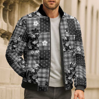 Black Palaka Japanese Patterns Bomber Puffer Jacket Koi Fish Asanoha Sakura Patchwork Stylized LT14 - Polynesian Pride