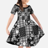 Black Palaka Japanese Patterns Family Matching Puletasi and Hawaiian Shirt Koi Fish Asanoha Sakura Patchwork Stylized - Polynesian Pride
