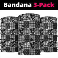 Black Palaka Japanese Patterns Neck Gaiter Koi Fish Asanoha Sakura Patchwork Stylized - Polynesian Pride