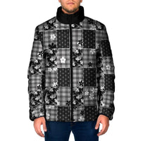 Black Palaka Japanese Patterns Padded Jacket Koi Fish Asanoha Sakura Patchwork Stylized LT14 Men Black - Polynesian Pride
