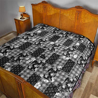 Black Palaka Japanese Patterns Quilt Koi Fish Asanoha Sakura Patchwork Stylized - Polynesian Pride