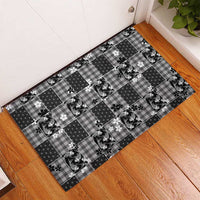 Black Palaka Japanese Patterns Rubber Doormat Koi Fish Asanoha Sakura Patchwork Stylized LT14 - Polynesian Pride