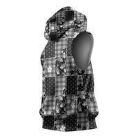 Black Palaka Japanese Patterns Sleeveless Hoodie Koi Fish Asanoha Sakura Patchwork Stylized LT14 - Polynesian Pride