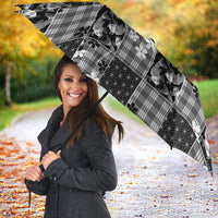 Black Palaka Japanese Patterns Umbrella Koi Fish Asanoha Sakura Patchwork Stylized - Polynesian Pride