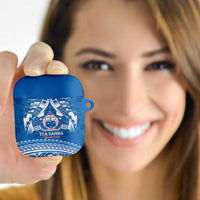 Toa Samoa Rugby Custom AirPods Case Uso aso uma Samoan Pattern Blue LT14 - Polynesian Pride