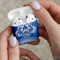 Toa Samoa Rugby Custom AirPods Case Uso aso uma Samoan Pattern Blue LT14 - Polynesian Pride