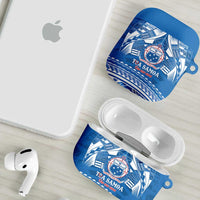 Toa Samoa Rugby Custom AirPods Case Uso aso uma Samoan Pattern Blue LT14 - Polynesian Pride