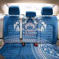 Toa Samoa Rugby Custom Back Car Seat Cover Uso aso uma Samoan Pattern Blue - Polynesian Pride