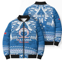 Toa Samoa Rugby Custom Bomber Puffer Jacket Uso aso uma Samoan Pattern Blue - Polynesian Pride