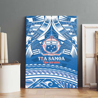 Toa Samoa Rugby Custom Canvas Wall Art Uso aso uma Samoan Pattern Blue - Polynesian Pride