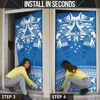 Toa Samoa Rugby Custom Door Cover Uso aso uma Samoan Pattern Blue - Polynesian Pride