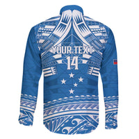 Toa Samoa Rugby Custom Family Matching Off The Shoulder Long Sleeve Dress and Hawaiian Shirt Uso aso uma Samoan Pattern Blue - Polynesian Pride