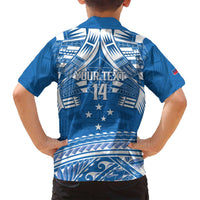 Toa Samoa Rugby Custom Family Matching Puletasi and Hawaiian Shirt Uso aso uma Samoan Pattern Blue - Polynesian Pride