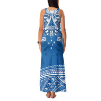 Toa Samoa Rugby Custom Family Matching Tank Maxi Dress and Hawaiian Shirt Uso aso uma Samoan Pattern Blue - Polynesian Pride