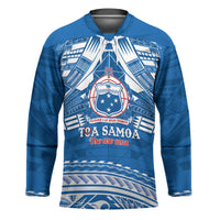 Toa Samoa Rugby Custom Hockey Jersey Uso aso uma Samoan Pattern Blue - Polynesian Pride