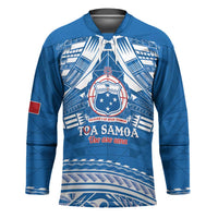 Toa Samoa Rugby Custom Hockey Jersey Uso aso uma Samoan Pattern Blue LT14 Unisex Blue - Polynesian Pride