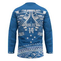 Toa Samoa Rugby Custom Hockey Jersey Uso aso uma Samoan Pattern Blue LT14 - Polynesian Pride