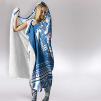 Toa Samoa Rugby Custom Hooded Blanket Uso aso uma Samoan Pattern Blue - Polynesian Pride