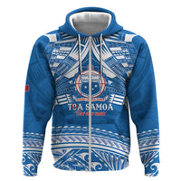 Toa Samoa Rugby Custom Hoodie Uso aso uma Samoan Pattern Blue - Polynesian Pride