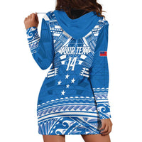 Toa Samoa Rugby Custom Hoodie Dress Uso aso uma Samoan Pattern Blue - Polynesian Pride