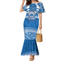 Toa Samoa Rugby Custom Mermaid Dress Uso aso uma Samoan Pattern Blue - Polynesian Pride