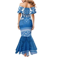 Toa Samoa Rugby Custom Mermaid Dress Uso aso uma Samoan Pattern Blue - Polynesian Pride