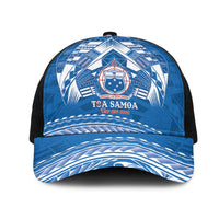 Toa Samoa Rugby Mesh Trucker Cap Uso aso uma Samoan Pattern Blue LT14 One Size Black Blue - Polynesian Pride